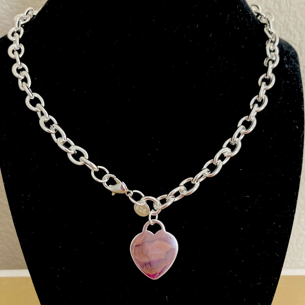 🌟 Silver Chunky Heart Pendant Necklace